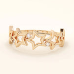 14K SOLID GOLD STARRY 5 STAR STACKABLE STATEMENT RING FOR WOMEN