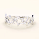 14K SOLID GOLD STARRY 5 STAR STACKABLE STATEMENT RING FOR WOMEN