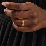 14K SOLID GOLD STARRY 5 STAR STACKABLE STATEMENT RING FOR WOMEN