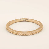 14K SOLID GOLD UNISEX DESIGN SLIM TEXTURED BAND STACKING WEDDING RING
