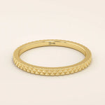 14K SOLID GOLD UNISEX DESIGN SLIM TEXTURED BAND STACKING WEDDING RING