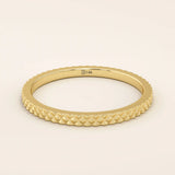 14K SOLID GOLD UNISEX DESIGN SLIM TEXTURED BAND STACKING WEDDING RING