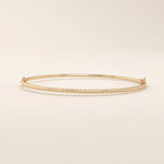 14K SOLID GOLD TEXTURED TUBE HINGED BANGLE BRACELET FOR WOMEN
