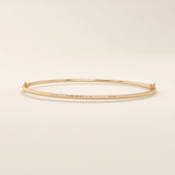 14K SOLID GOLD TEXTURED TUBE HINGED BANGLE BRACELET FOR WOMEN