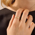 14K SOLID GOLD TINY CLUSTER MOISSANITE WEDDING ALLIANCE BAND FOR WOMEN AND MEN