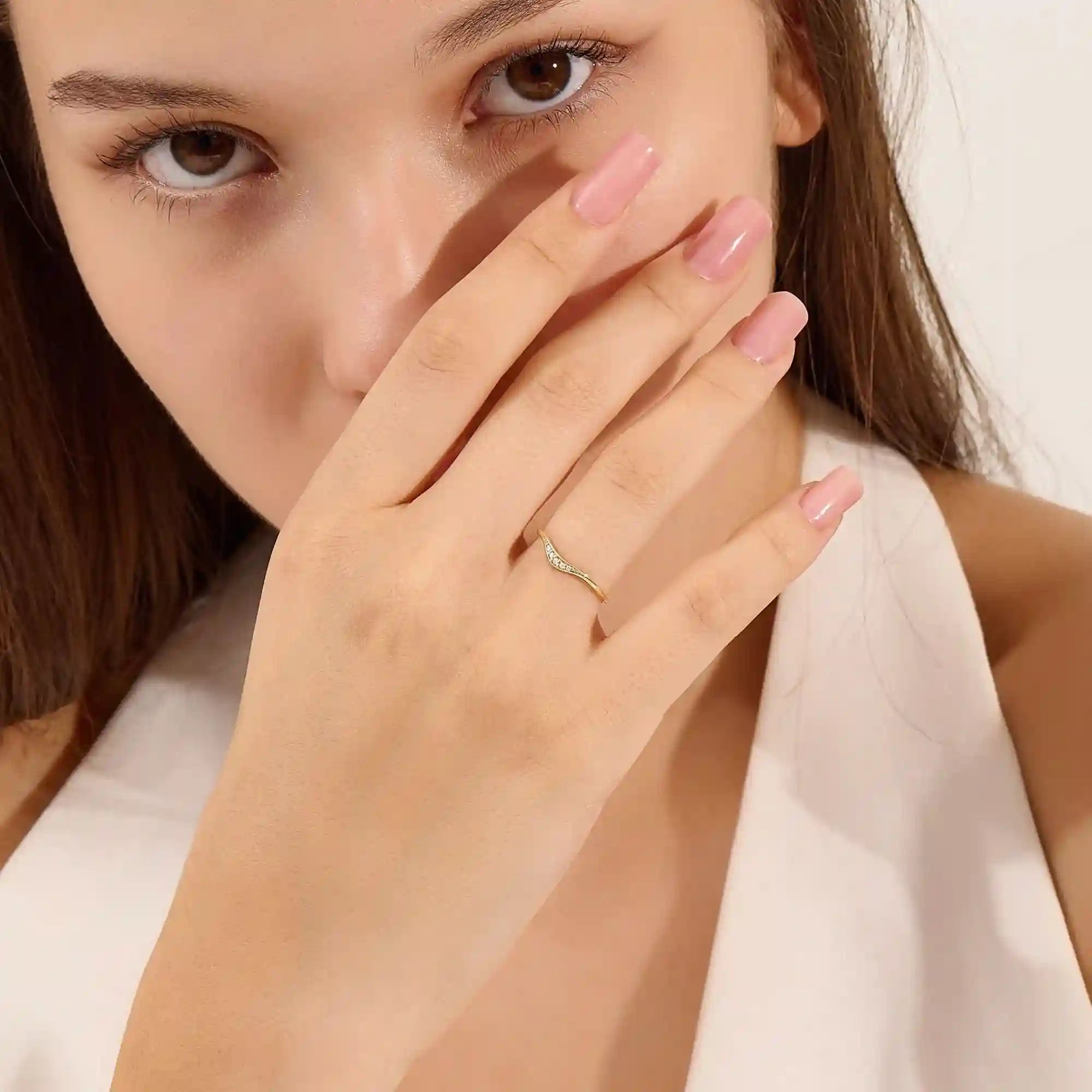 TINY CURVED RING ENHANCER IN 14K SOLID GOLD