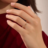 14K SOLID GOLD BEADED BAND TINY FLOWER PROMISE RING FOR WOMEN