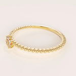 14K SOLID GOLD BEADED BAND TINY FLOWER PROMISE RING FOR WOMEN
