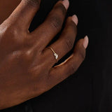 TINY ROUND CUT MOISSANITE SOLITAIRE ENGAGEMENT RING IN 14K SOLID GOLD