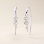 14k solid gold u shape threader earrings with tiny moissanite stones for women