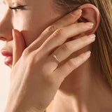 slim design and a cluster of small round moissanite stones promise engagement ring in 14k solid gold for women