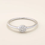 slim design and a cluster of small round moissanite stones promise engagement ring in 14k solid gold for women