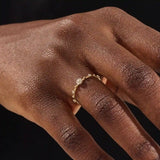 TINY ROUND MOISSANITE STONES PROMISE RING IN 14K SOLID GOLD FOR WOMEN