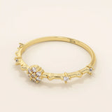 TINY ROUND MOISSANITE STONES PROMISE RING IN 14K SOLID GOLD FOR WOMEN