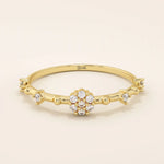 TINY ROUND MOISSANITE STONES PROMISE RING IN 14K SOLID GOLD FOR WOMEN