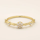 TINY ROUND MOISSANITE STONES PROMISE RING IN 14K SOLID GOLD FOR WOMEN