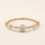 TINY ROUND MOISSANITE STONES PROMISE RING IN 14K SOLID GOLD FOR WOMEN