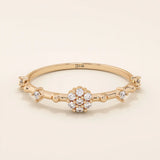 TINY ROUND MOISSANITE STONES PROMISE RING IN 14K SOLID GOLD FOR WOMEN