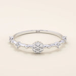 TINY ROUND MOISSANITE STONES PROMISE RING IN 14K SOLID GOLD FOR WOMEN