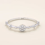 TINY ROUND MOISSANITE STONES PROMISE RING IN 14K SOLID GOLD FOR WOMEN