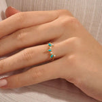 14K SOLID GOLD MARQUISE TURQUOISE STACKABLE CURVE RING FOR WOMEN