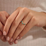14K SOLID GOLD MARQUISE TURQUOISE STACKABLE CURVE RING FOR WOMEN