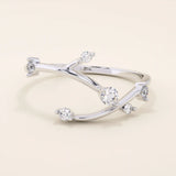 NATURE INSPIRED TREE BRANCH TWIG CURVE STACKING WEDDING RING IN 14K SOLID GOLD FOR WOMEN