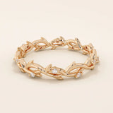 14k solid gold twin double heart bracelet with tiny moissanite for women