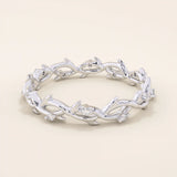 14k solid gold twin double heart bracelet with tiny moissanite for women