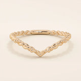 14k solid gold twisted band slim curve chevron  stacking ring for engagement rings