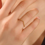 14k solid gold twisted band slim curve chevron  stacking ring for engagement rings
