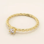 14k solid gold twisted band solitaire engagement ring for women