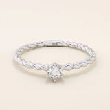 14k solid gold twisted band solitaire engagement ring for women
