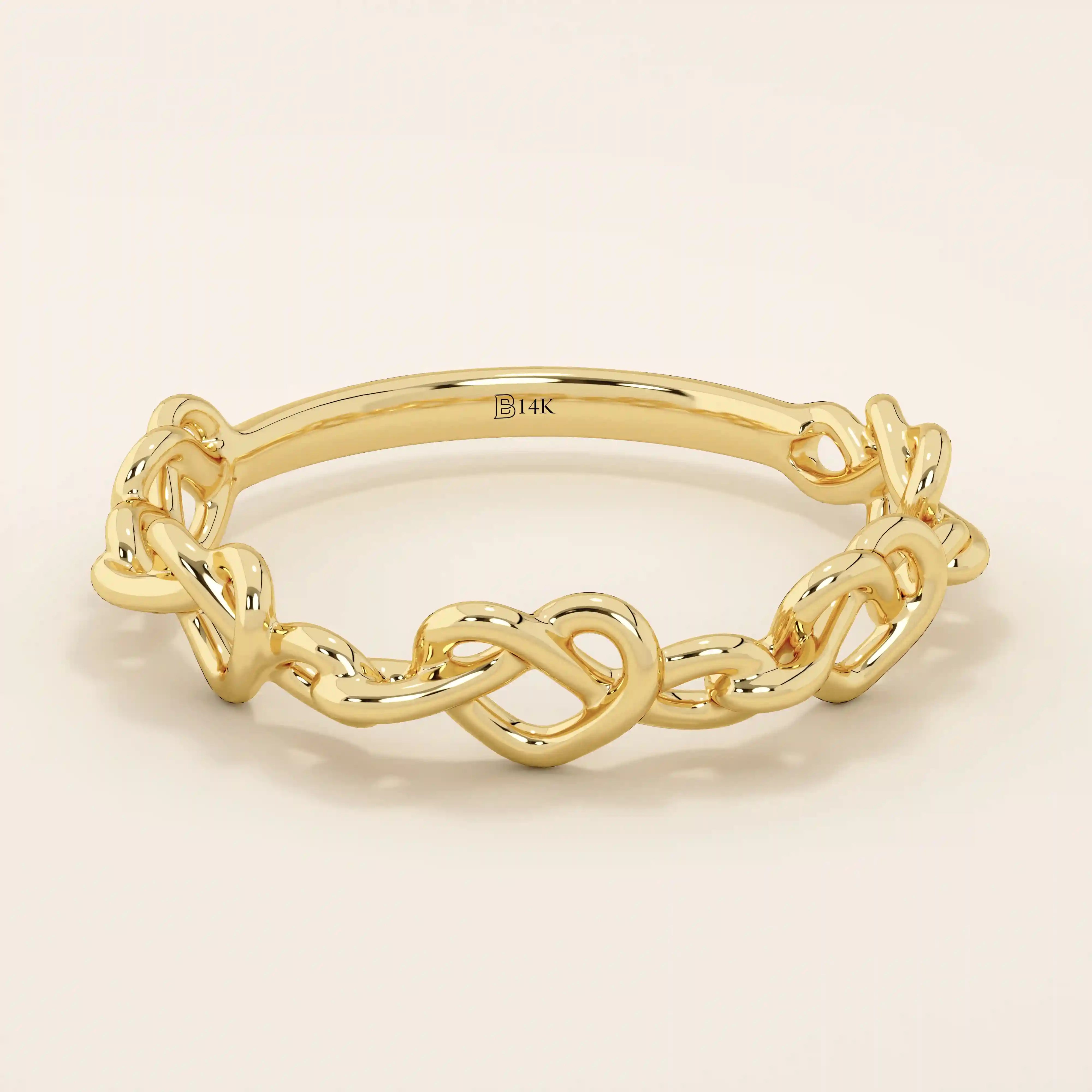 TWISTED WIRE HEART STACKING RING IN GOLD