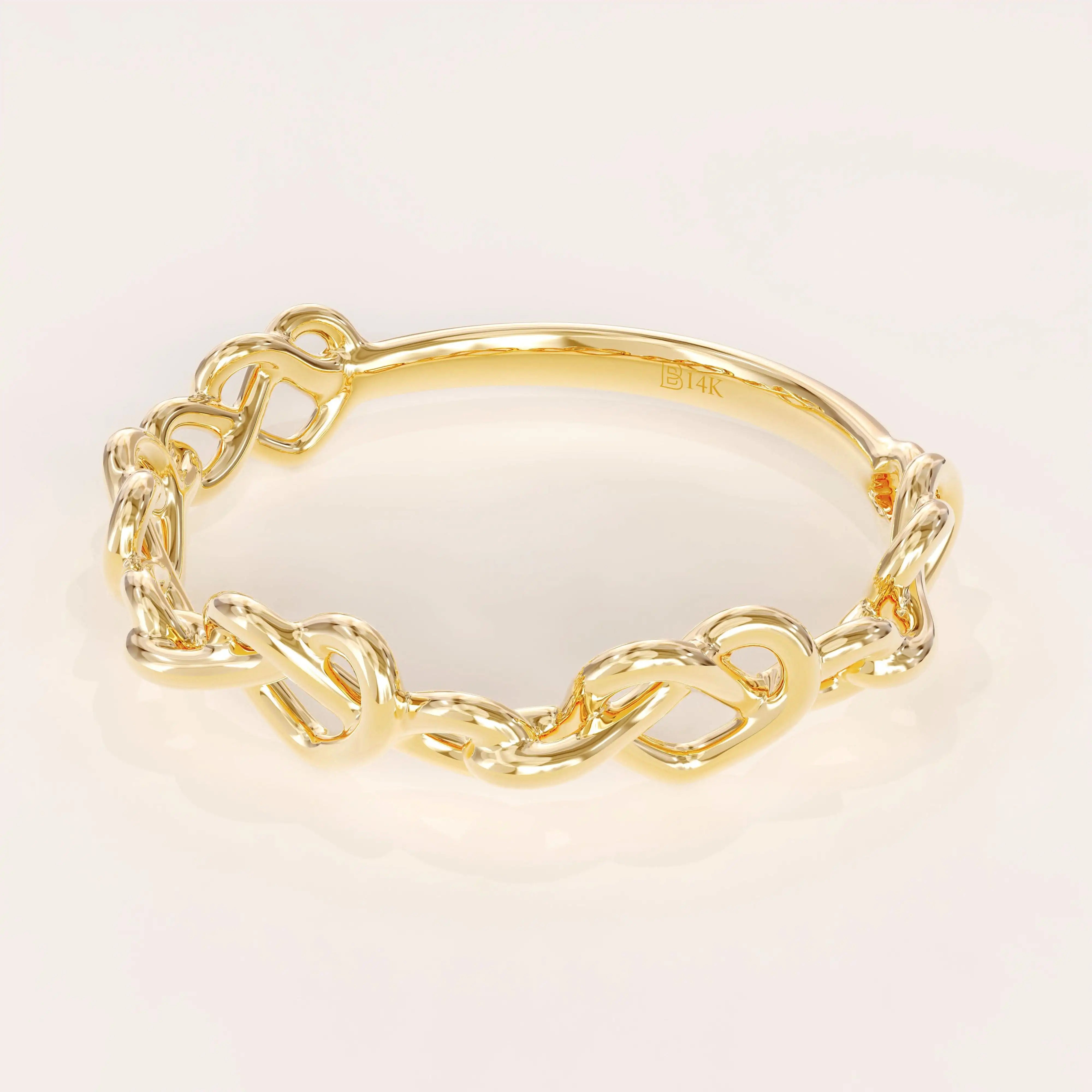 TWISTED WIRE HEART STACKING RING IN GOLD