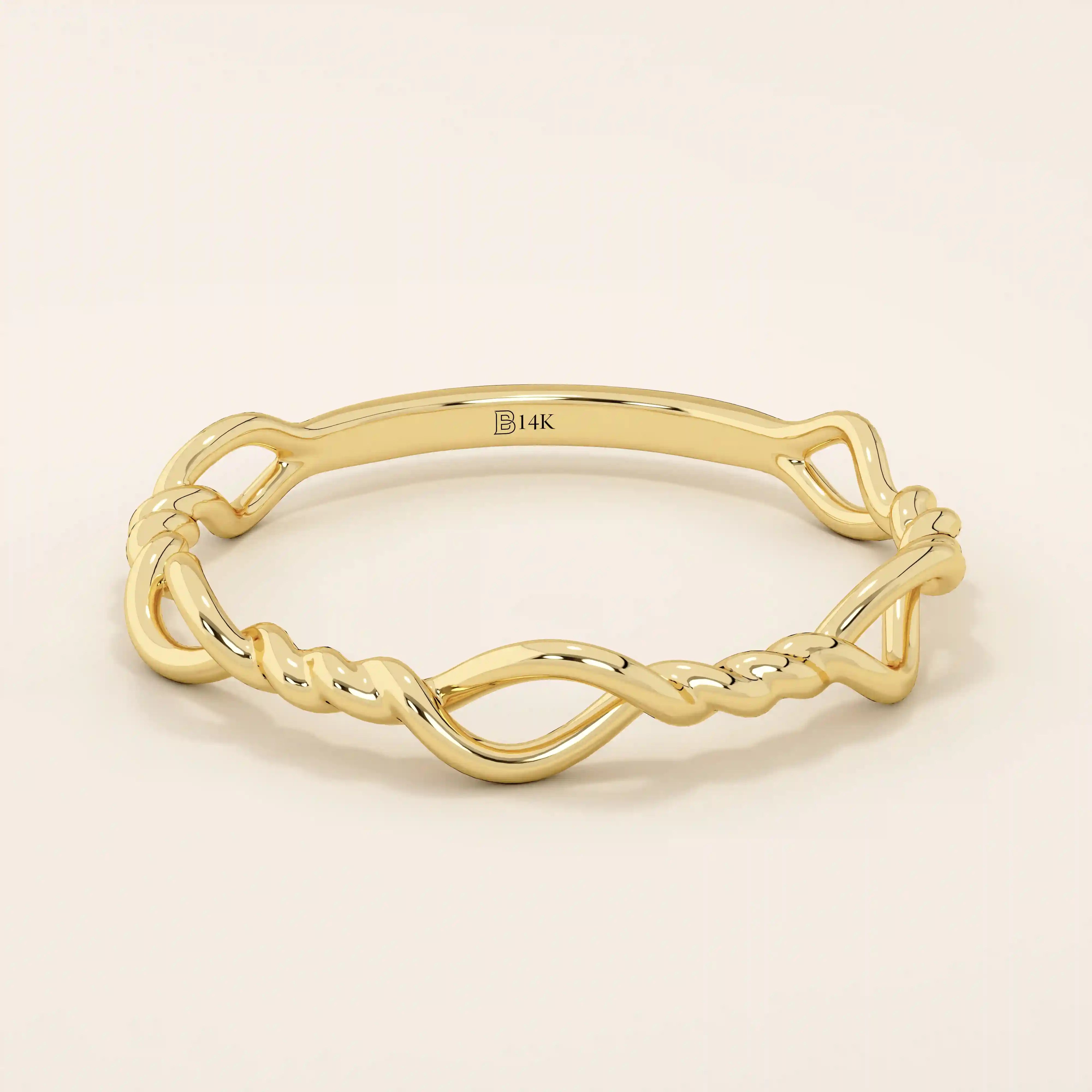 TWISTED WIRE STACKING RING IN 14K SOLID GOLD