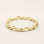 14k solid gold ultra thin wavy stacking ring for women