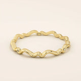 14k solid gold ultra thin wavy stacking ring for women
