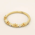 14K SOLID GOLD TINY leaf MOISSANITE STACKING wedding RING FOR WOMEN
