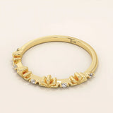 14K SOLID GOLD TINY leaf MOISSANITE STACKING wedding RING FOR WOMEN