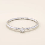 14K SOLID GOLD TINY SOLO MOISSANITE STACKING PROMISE RING FOR WOMEN