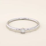 14K SOLID GOLD TINY SOLO MOISSANITE STACKING PROMISE RING FOR WOMEN