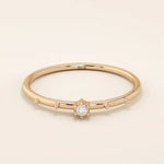 14K SOLID GOLD TINY SOLO MOISSANITE STACKING PROMISE RING FOR WOMEN