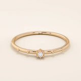 14K SOLID GOLD TINY SOLO MOISSANITE STACKING PROMISE RING FOR WOMEN