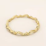 14k solid gold ultra thin wavy stacking ring for women