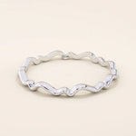 14k solid gold ultra thin wavy stacking ring for women