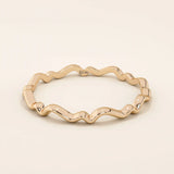 14k solid gold ultra thin wavy stacking ring for women