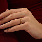 14K SOLID GOLD BEADED HALF ETERNITY WEDDING RING FOR WOMEN
