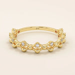 14K SOLID GOLD BEADED HALF ETERNITY WEDDING RING FOR WOMEN