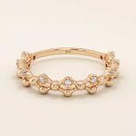 14K SOLID GOLD BEADED HALF ETERNITY WEDDING RING FOR WOMEN